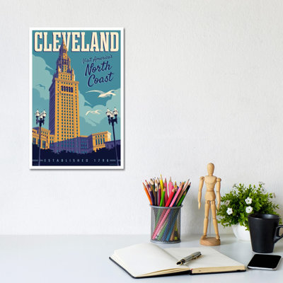 Cleveland Travel Poster by Jim Zahniser - Wrapped Canvas Print