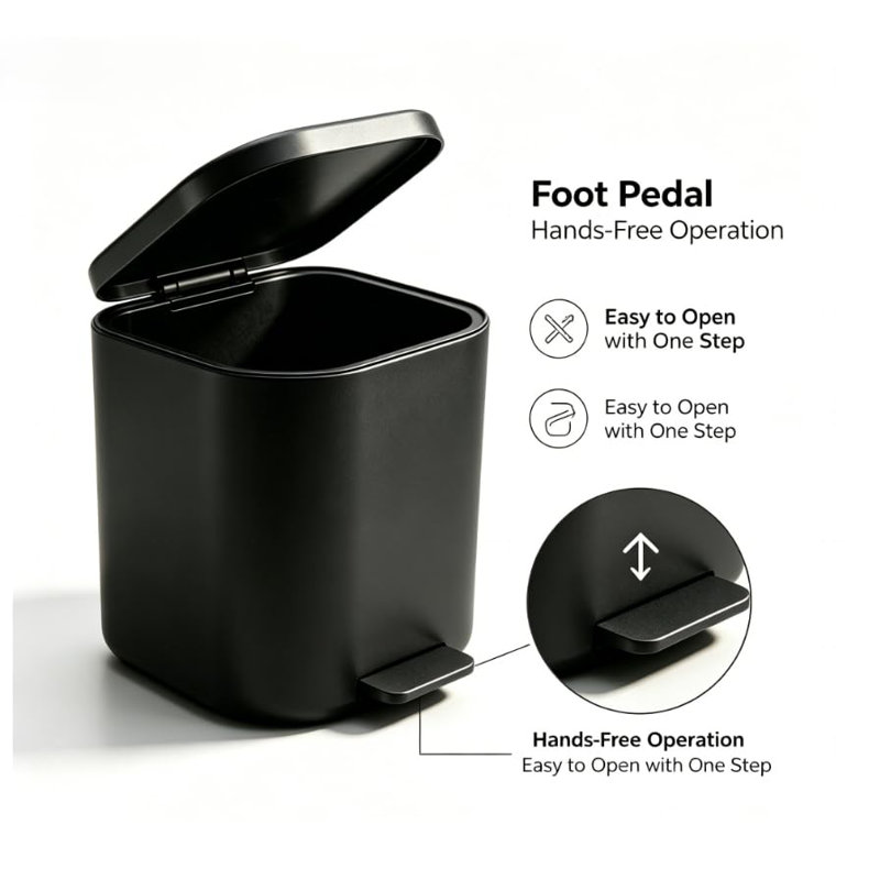 Stainless Steel Kitchen Trash Can, Matte black