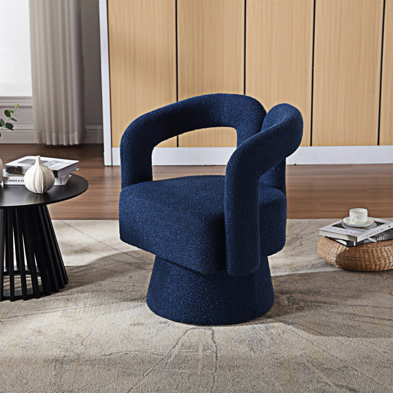 Fauteuil demi-tonneau Accent, Bouclé bleu marine