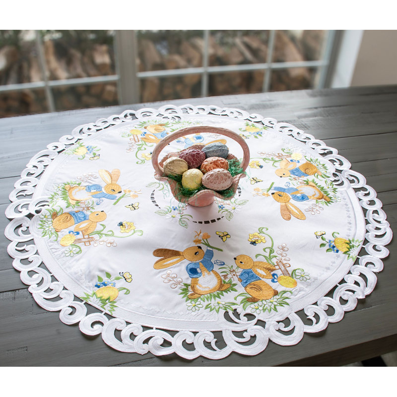 Lapin de Pâques Lillimai sur plateau de table blanc (rond 33 po)