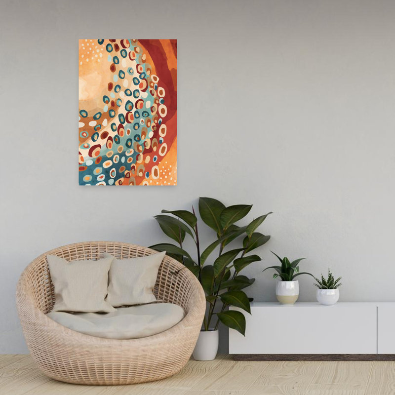 «Abstract Dots-Rust II», art mural contemporain moderne abstrait, 24" H x 16" W