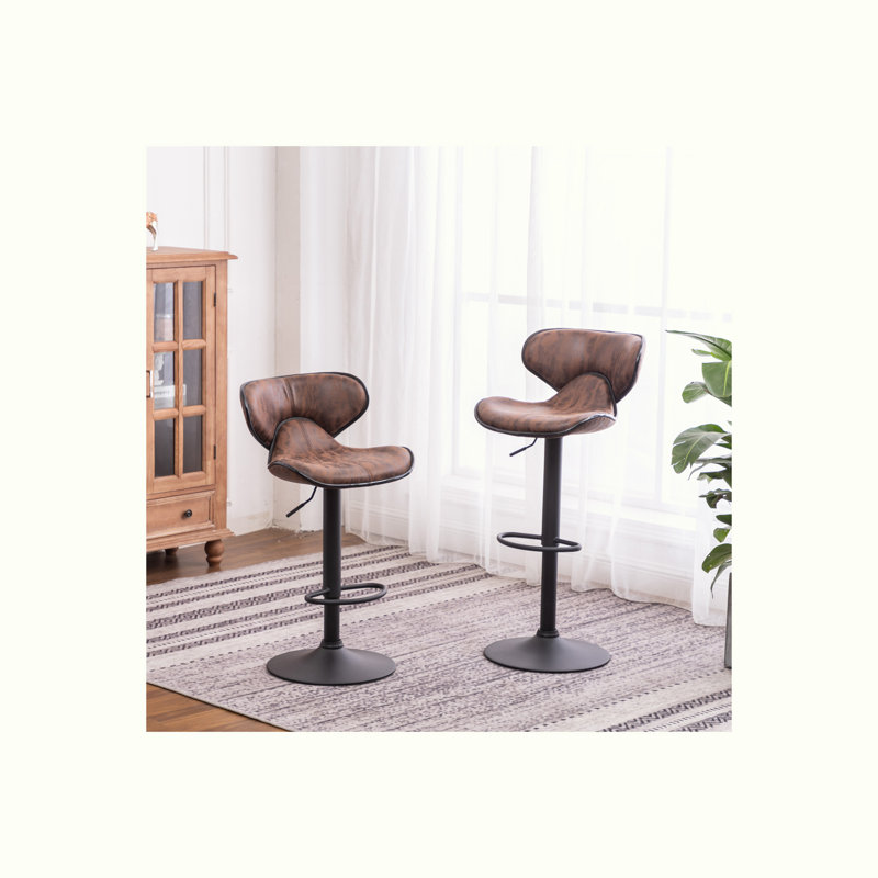 Ensemble de 2 tabourets de bar Upholstery Airlift, Polyester brun