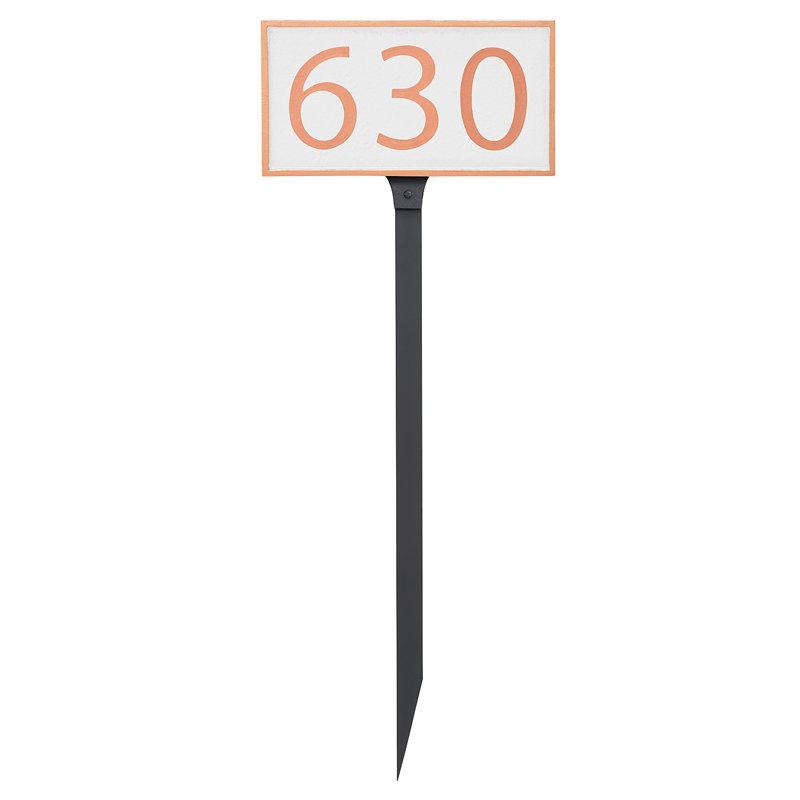 Enseigne d’adresse pour pelouse sur 1 ligne, Cuivre, Blanc