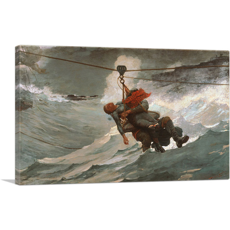«The Life Line 1884» par Winslow Homer, reproduction d'art sur toile tendue, H 18 po x l 26 po x P 1,5 po