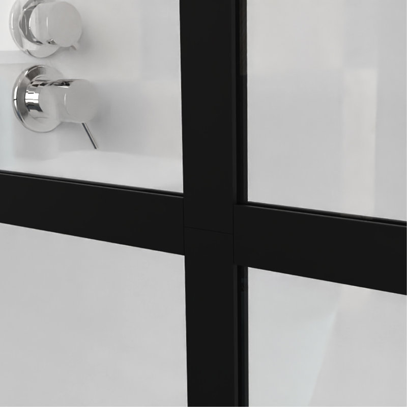 Paroi de douche 46 "x 72" pour bar - Noir, verre trempé, barre supérieure noire solide