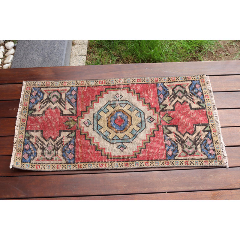Handcrafted Turkish Kilim Rug in Vibrant Red for Entryway or Bohemian-Inspired Living Spaces