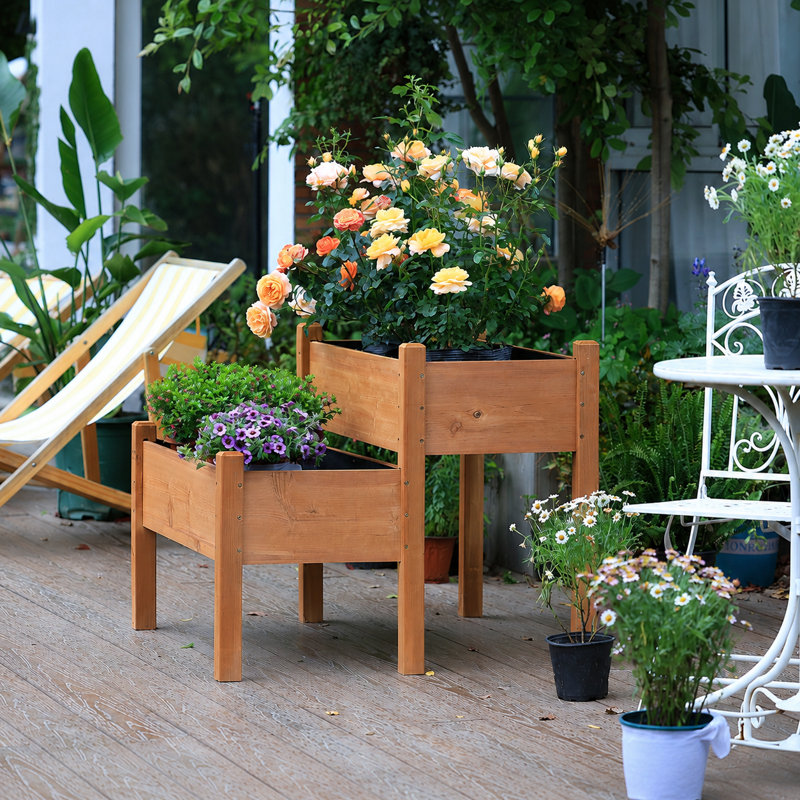 Lit de jardin surélevé en bois, Brun