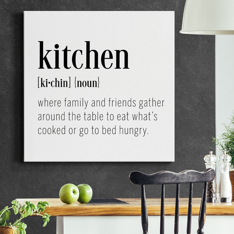 «Kitchen Définition», art textuel sur toile tendue, H 40 po x l 40 po x P 1 po