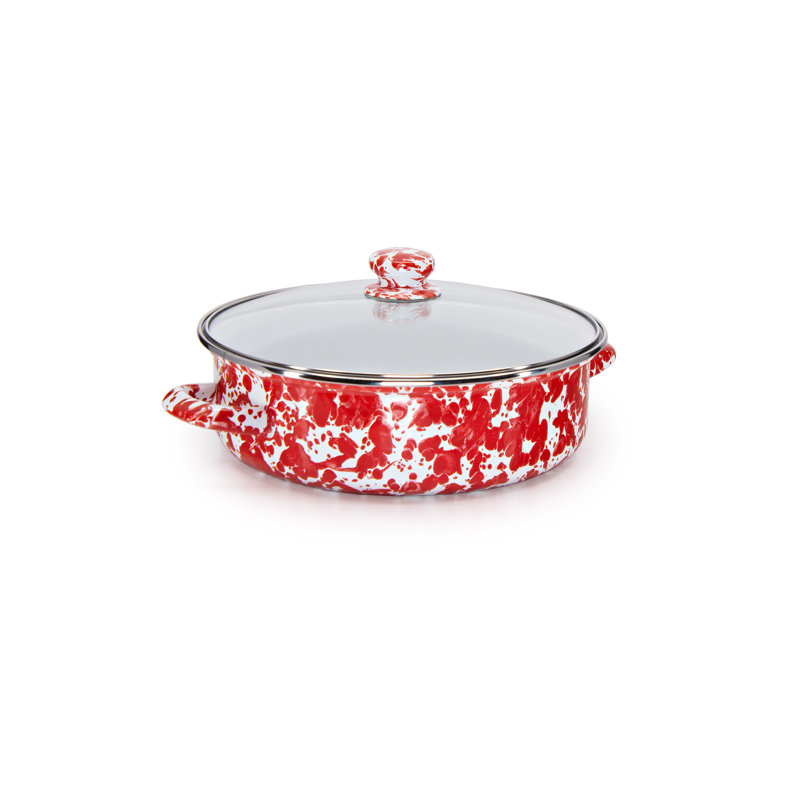 Swirl Saute Pan with Lid, Red, 5 Qt.