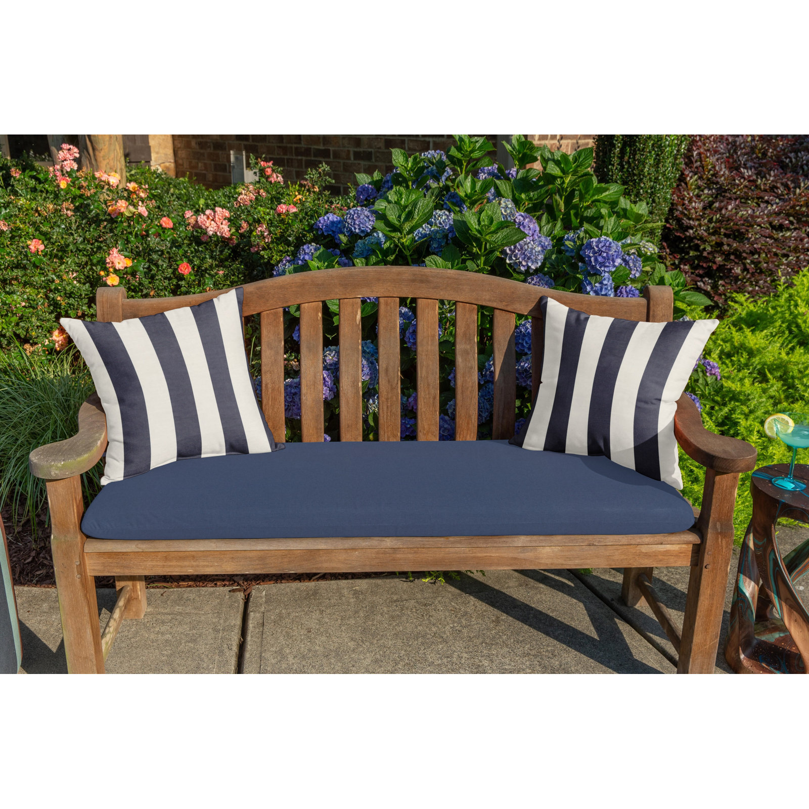  Outdoor Square Pillow Cover & Insert, 20"H x 20"W, Maxim Navy Sunbrella®