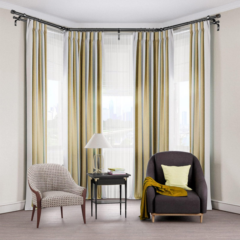 Black 1'' Bay Window Double Curtain Rod