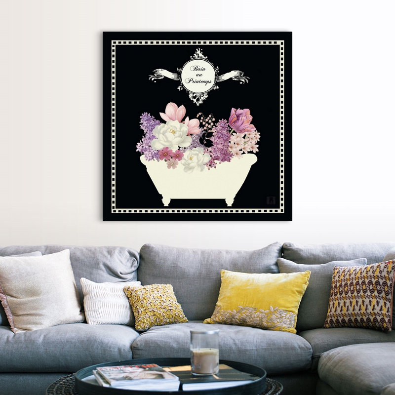 « bains of jardin ii black », reproduction d’impression, H 35 po x l 35 po x P 1,5 po, Toile