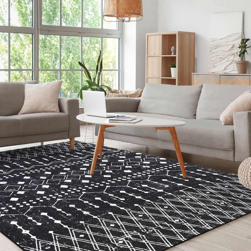 Gingham Shag Area Rug, Rectangle 153 x 244 cm