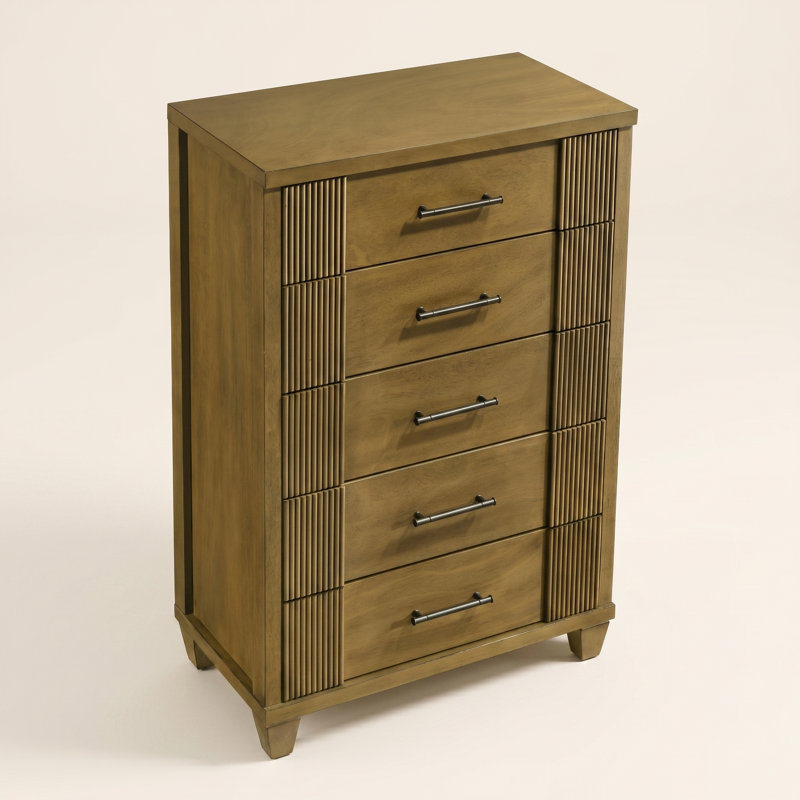 Commode 5 tiroirs Shalyce, Chêne antique