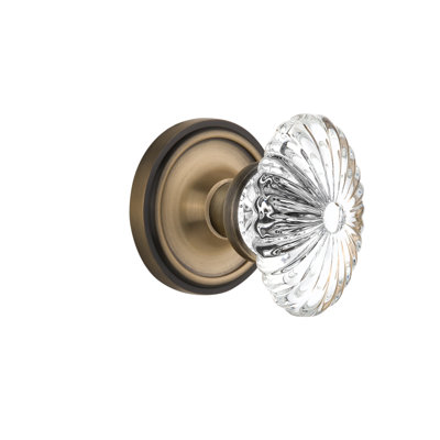 Classic Rosette with Oval Fluted Crystal Door Knob