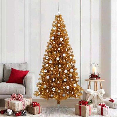 vidaXL Christmas Tree with 300 LEDs with Stand Gold PET
