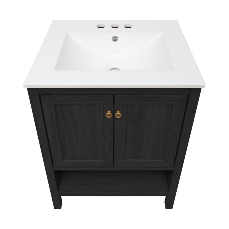Château 24" Freestanding Bathroom Vanity Oak with Sink Top, Black, White, 4" Centers