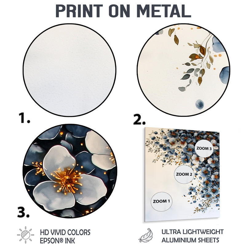 Botanical Celestial Bloom In Winter I - Botanicals, impression murale sur métal, H 32 po x l 16 po x P 0,84 po