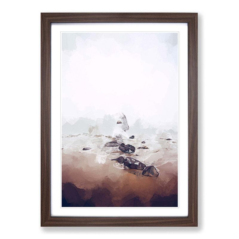 Rocks upon a Beach in San Francisco in Abstract - Picture Frame Graphic Art Print, Walnut, 76cm H x 50cm W x 2cm D