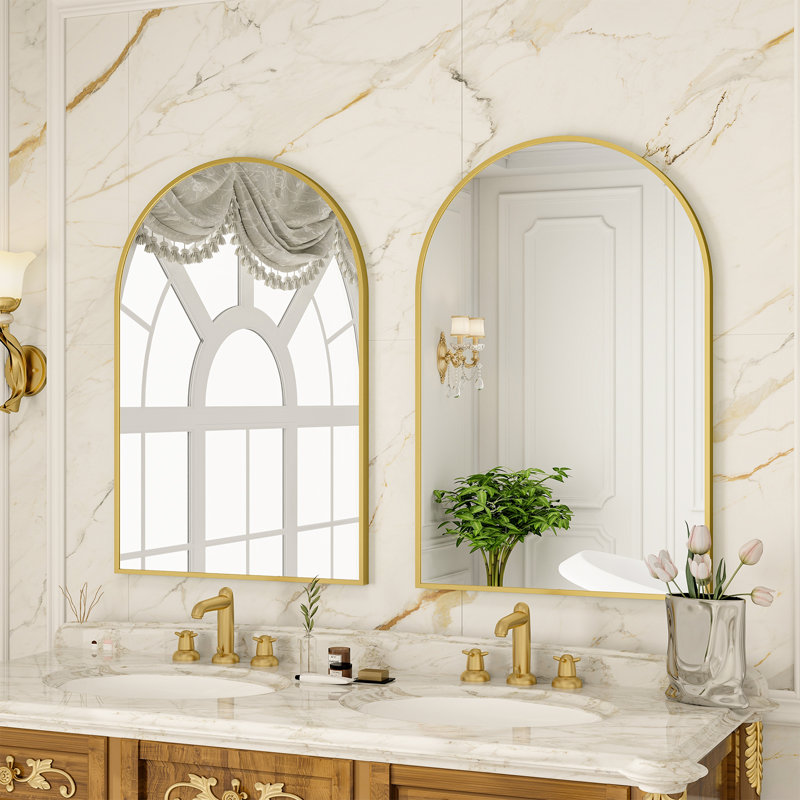 Miroir de salle de bain Yazlen Cornelia, Or, 40 po x 30 po