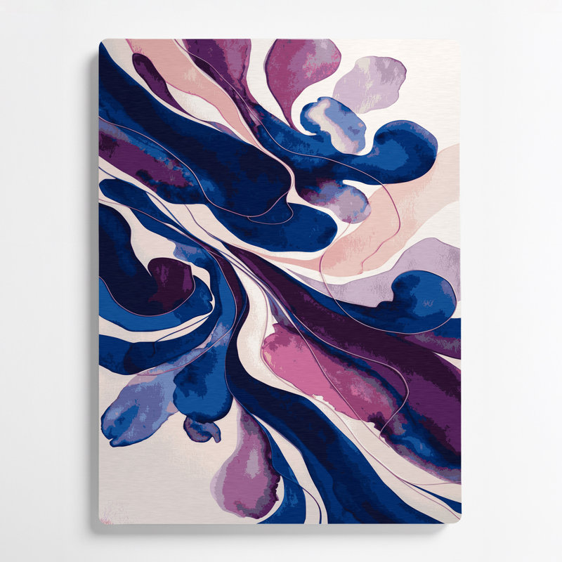 Abstrait aquarelle 73, art mural en métal bleu, H 11 po x l 14 po