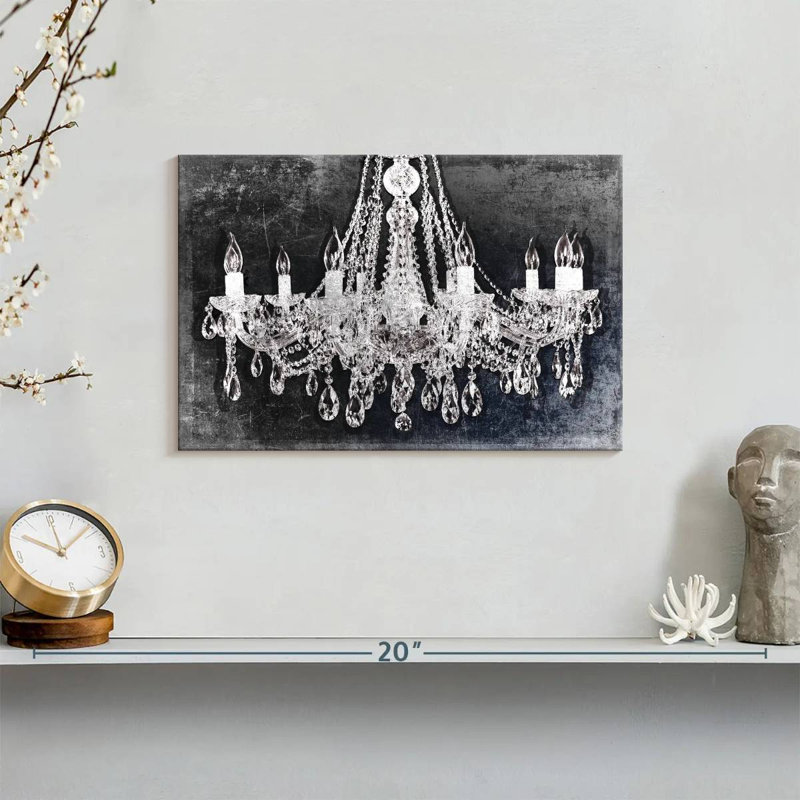 Lustre en cristal grunge sur toile, H 8 po x l 12 po x P 1 po