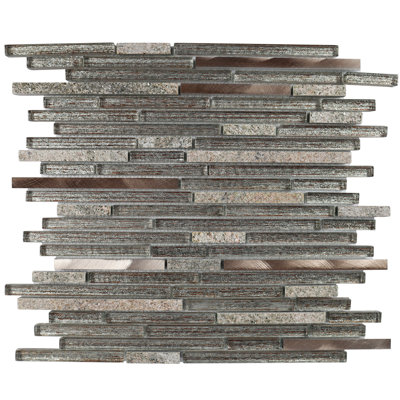 Carreau de mosaïque murale linéaire en verre biseauté biseauté 12 po x 12 po Gisa
