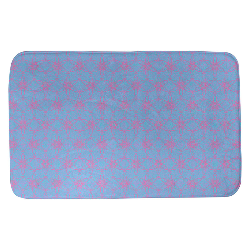 Tapis de bain cercles ornés Mcguigan, l 17 po x L 24 po, Bleu / Rose