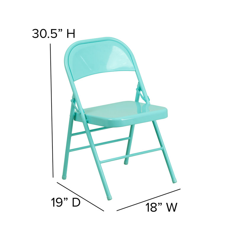 Chaise pliante en métal Oliverson, sarcelle