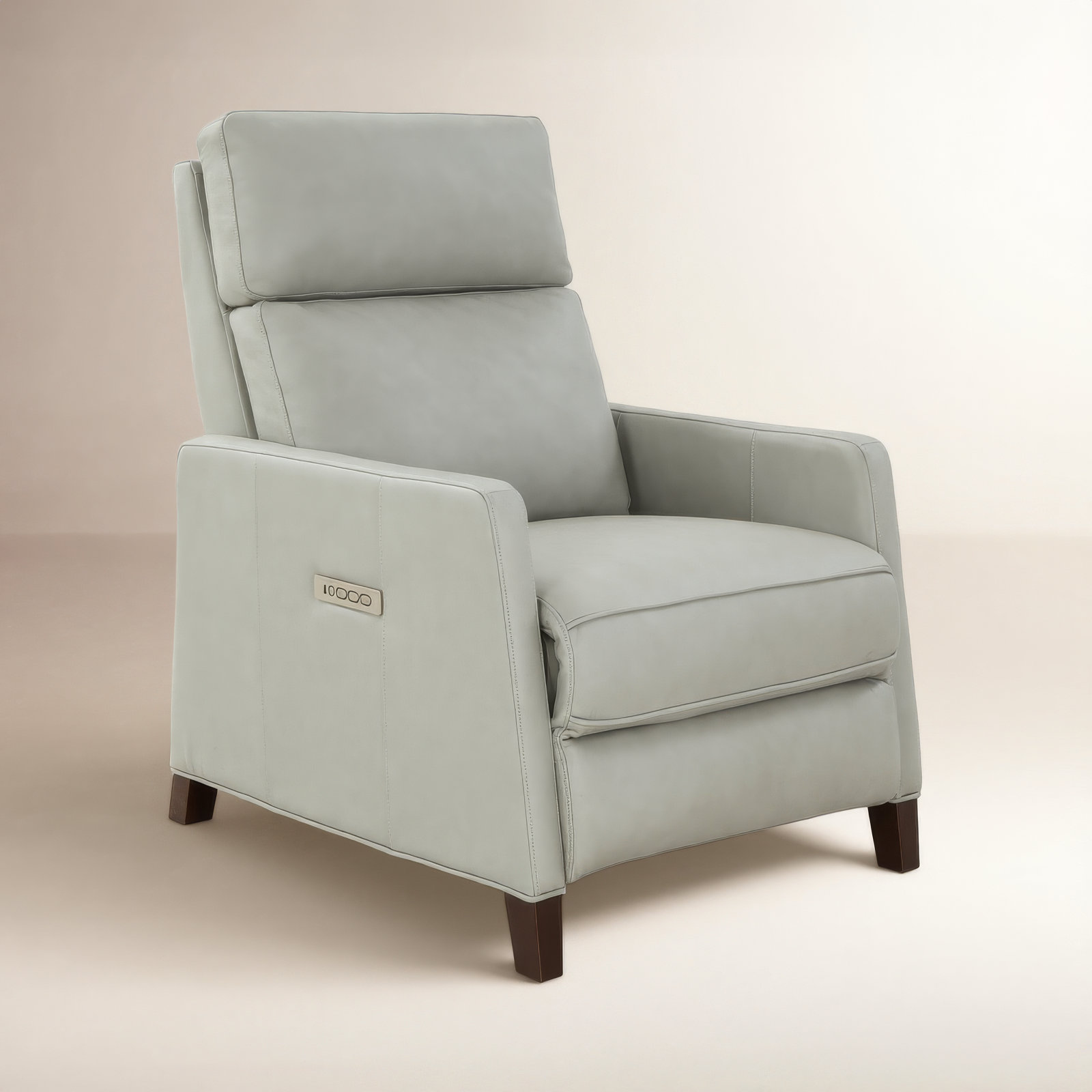 Morlan Recliner, Corbett Chromium Pebbled Top Grain Leather