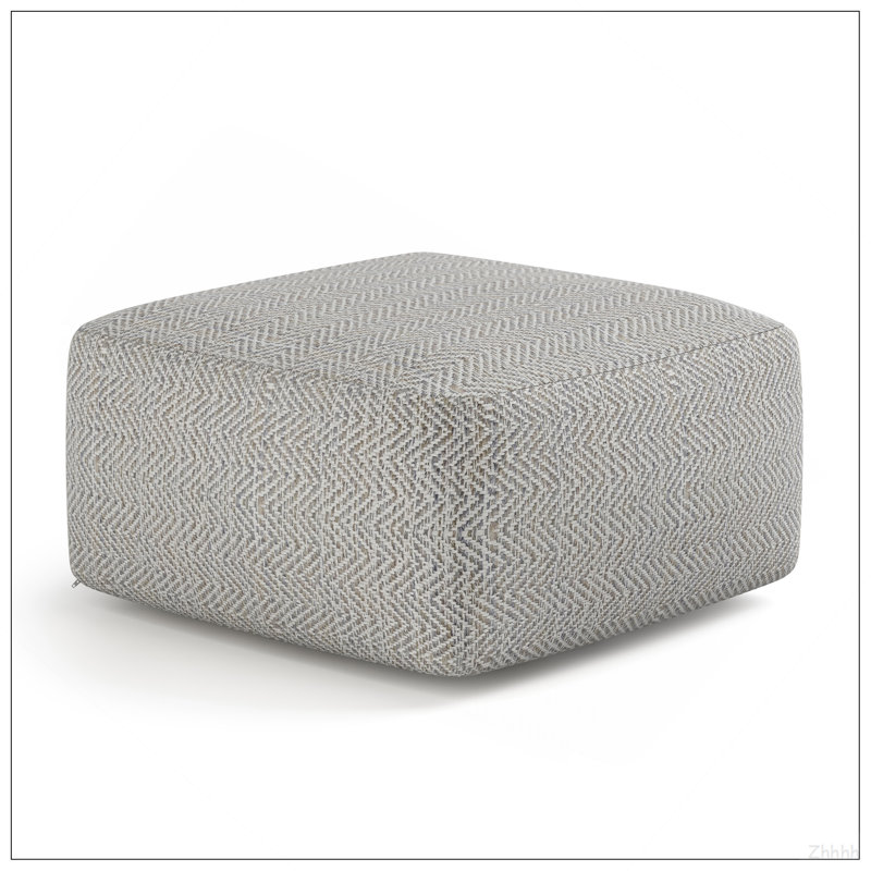 Nate - Square Pouf - Patterned Grey Melange