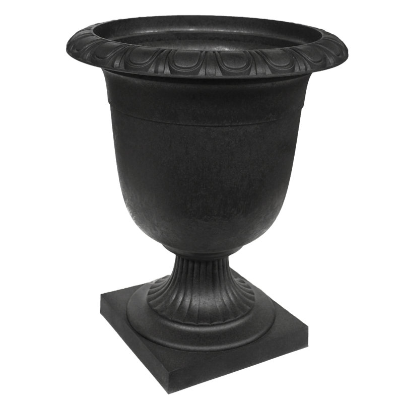 Tierra Verde Self-Watering Indoor Outdoor Urn Planter, Crescendo, 19"x23", Black