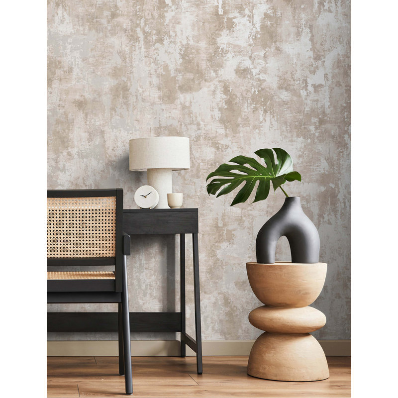 Le papier peint en stuc lavable 20,5 po X 33 pi Beaumont couvre environ 56 pieds carrés, Beige