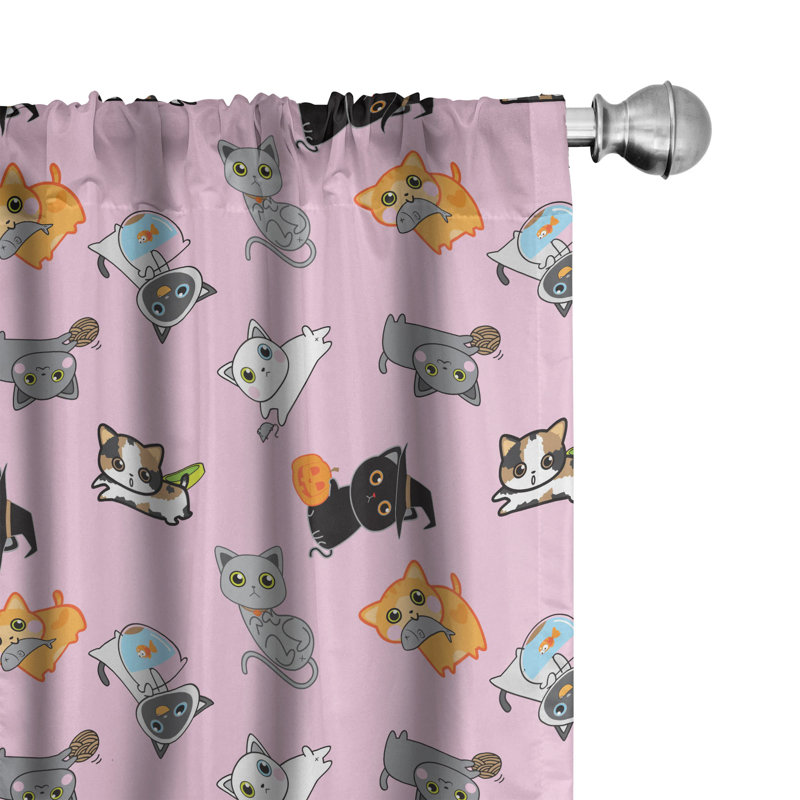 Paire de rideaux semi-transparents avec passe-tringle Cat, 28 po x 84 po