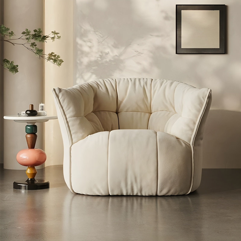 Upholstered Accent Chair, Cream Suede