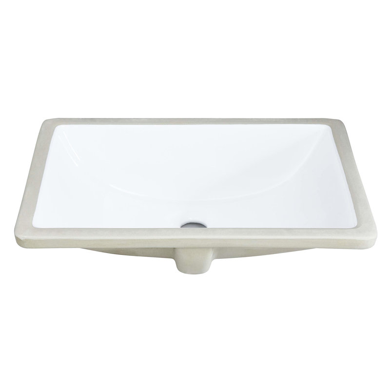 Lavabo de lavabo en céramique blanc - rectangulaire, trop-plein, insonorisant, chauffant, antirouille et sans égratignures - aucun trou de robinet apparaissant sous le comptoir, trop-plein, ouvertures de réduction pour la salle de bain