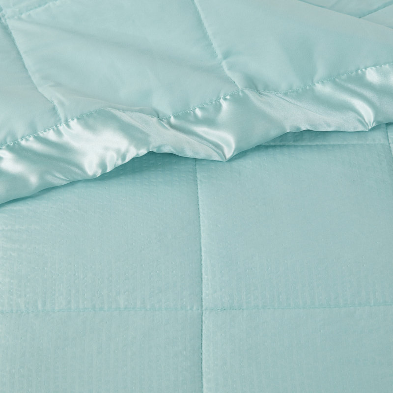 Aqua Full Down Alternative Blanket with Satin Trim