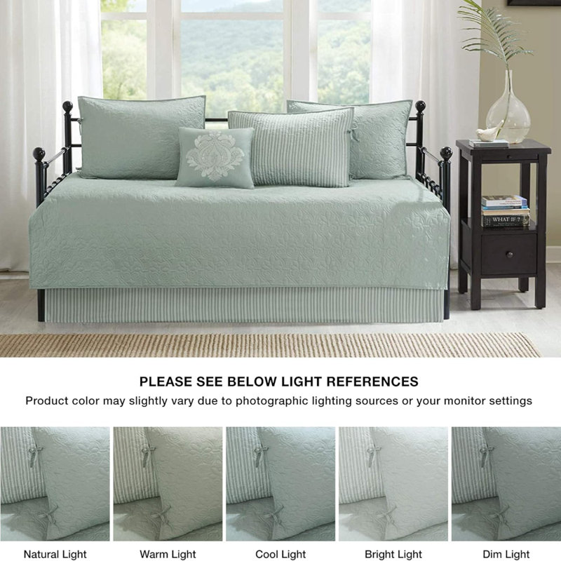 Ensemble de housse pour lit de jour en coton matelassé double face, Écume de mer, écume de mer
