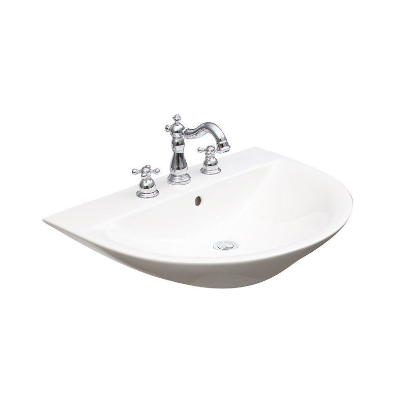 Barclay Morning 16.62'' White Vitreous China U-Shaped Bathroom Sink with Overflow, 8"
