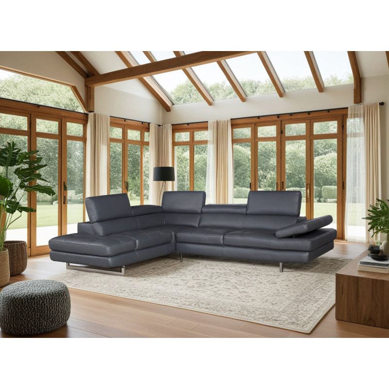 Antalya 2 - Piece Upholstered Grey Sectional, Grey