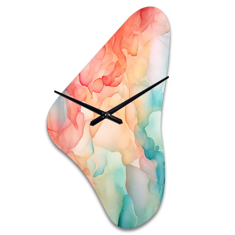 Horloge murale asymétrique en métal V Wilson, orange et bleu sarcelle, Moyenne