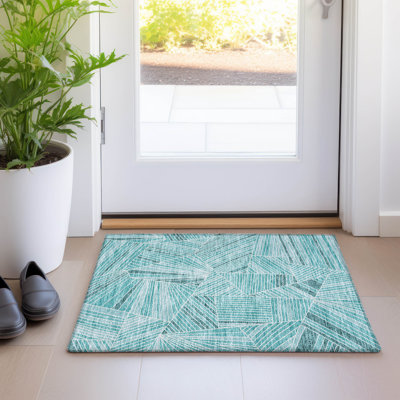Tapis bleu sarcelle lavable à la machine Premium Prisco