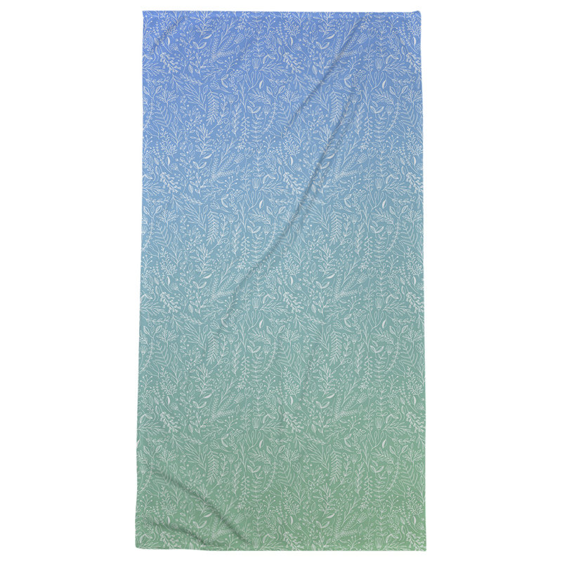 Serviette de bain florale ditsy classique, Bleu/vert