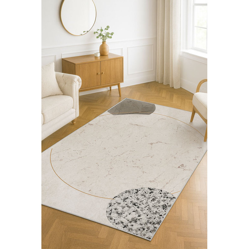 Premium Woven Carpet, 3.3 x 4.6 Feet | 100% Polyester, 740 g/m² | Non-Slip Felt Dot Underside, Machine Washable at 86°F, 0.16 Inch Pile Height | Stylish Digital Print, Easy to Clean, Perfect for Any Room