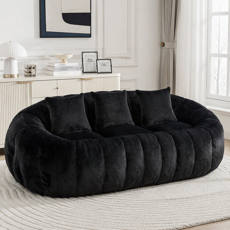 Canapé en fausse fourrure Boneless, Similifourrure noire