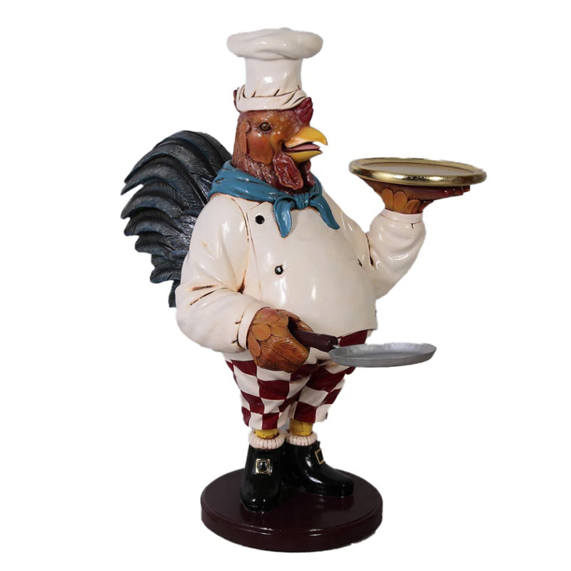 Small Rooster Cook Butler Statue