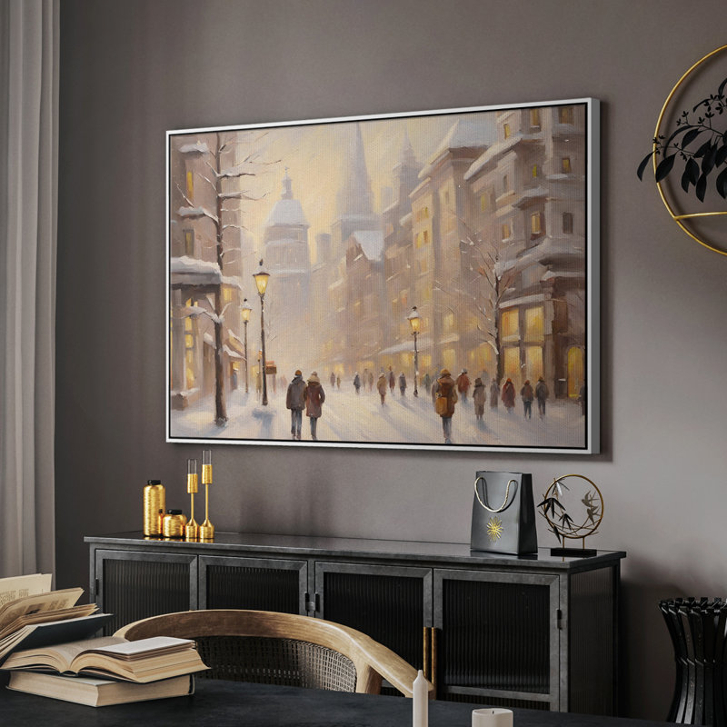 Paysage rétro CLCLIV, Toile avec cadre blanc, H 27 po x l 41 po x P 2 po