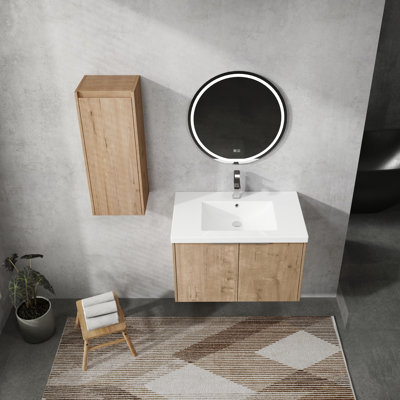 Meuble-lavabo de salle de bain avec lavabo et armoire d'appoint - Style moderne, grand espace, métal rouillé, spacieux
