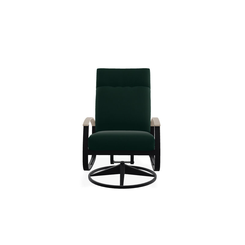 Belle Isle Outdoor Swivel Lounge Chair, Canvas Forest Green Sunbrella® Canvas, Desert P60, Textured Black