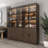 78.7" Wide Glass Door Display Case Curio Cabinet With LED Lights